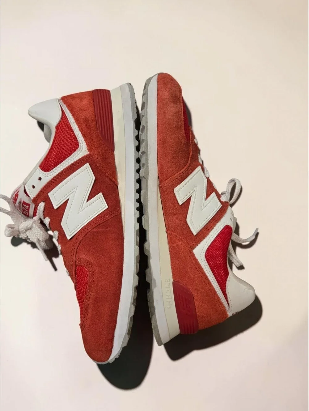 New Balance 574 Classic Red White ML574PI2 Men's 10.5 Suede Sneakers